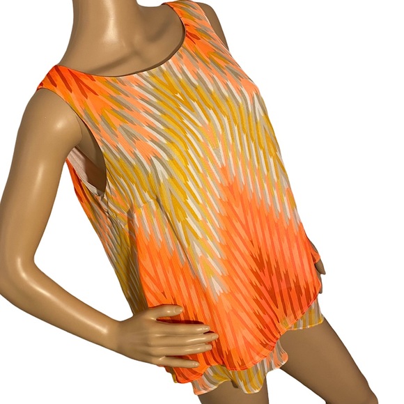 WORTHINGTON  | BRIGHT CHEVRON RUFFLE TANK TOP  SZ L - Picture 3 of 15